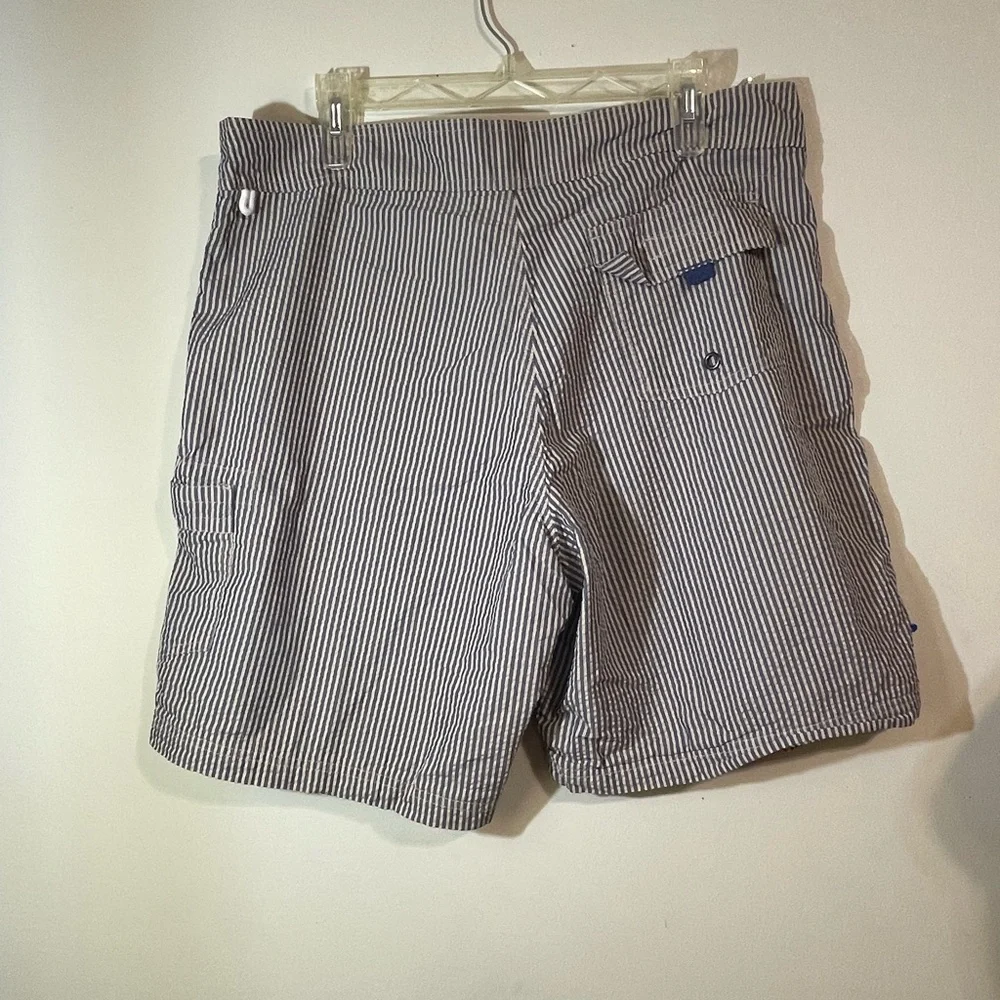 J. By J. CREW Swim Trunks Men's 36 Seer Sucker Built-in Lining Blue White Preppy